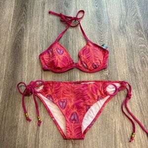 Princess Pink and Orange Feather and Mushroom Bikini Set Size S